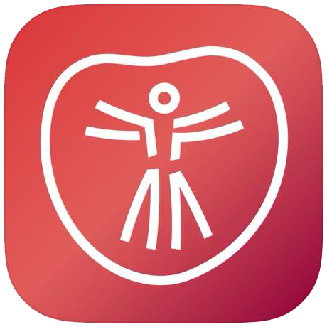 Logo zur App in rot mit zwei Personen im Herz, stilisiert